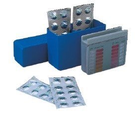 Serbest klor ve pH test kit Klor ölçüm aralığı: 0.5–6.0 mg/l pH ölçüm aralığı: 6.8–8.2